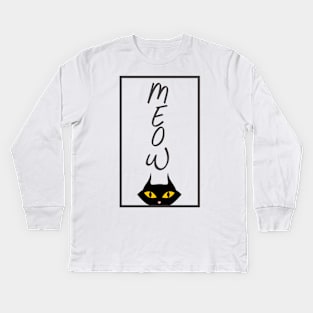 Meow Black Cat - Cat Lover Tshirt Kids Long Sleeve T-Shirt
